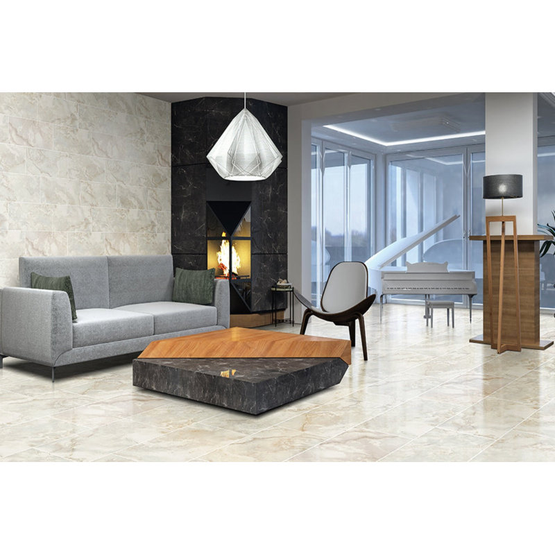 Marble 12" x 24" Porcelain Marble Look Wall & Floor Tile, Ivory/Gold/Gray