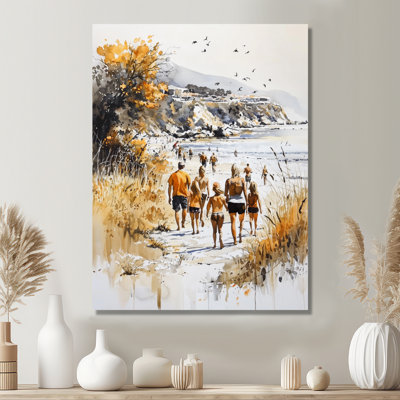 Vintage California Beach Playful Scene II - paysages, impression sur métal