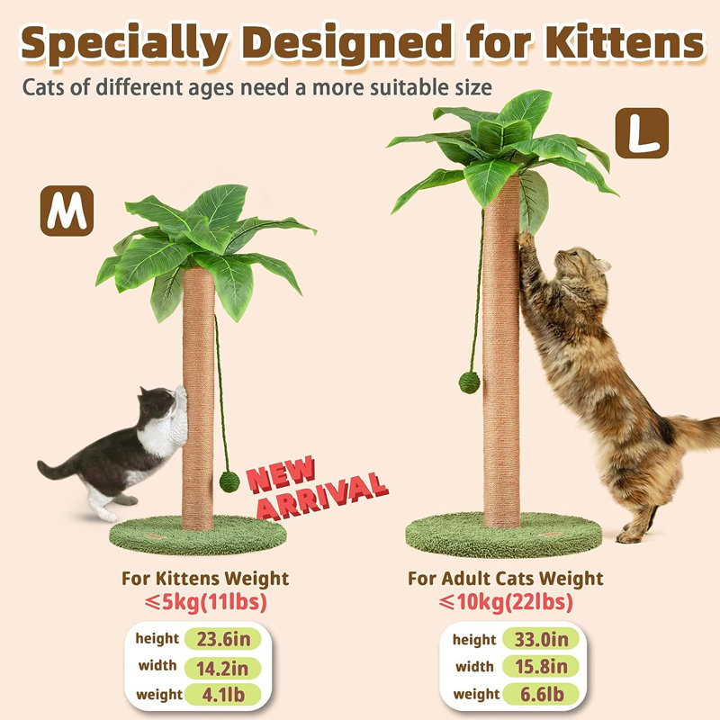 Denasia Cat Scratching Post, 23.60" H x 14.20" W x 14.20" D