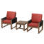 Ensemble de conversation de 5 pièces en bois de cèdre brun avec coussins en oléfine, table basse carrée et repose-pieds-457823818