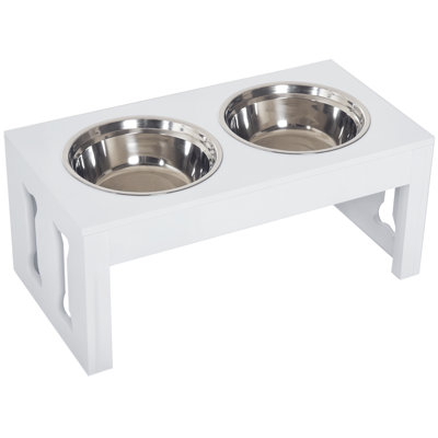 Bols pour chien surélevés décoratifs modernes de 23 po, bol en bois robuste pour nourriture et eau pour animaux de compagnie, station d'alimentation surélevée, noir