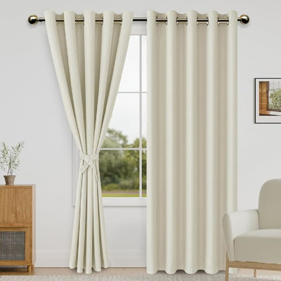 2 Panels Blackout Curtains for Bedroom with Tiebacks,Room Darkening Privacy Grommet Top Window Curtains for Living Room