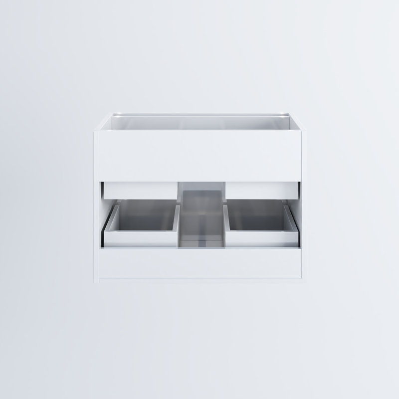 Base de meuble-lavabo mural simple 29 po Abdirahman, Blanc brillant