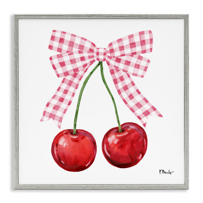 Giclée encadrée «Lucky Cherries & Pink Bow», design par Paul Brent, Estampe numérique Farmhouse, H 24 po x l 24 po
