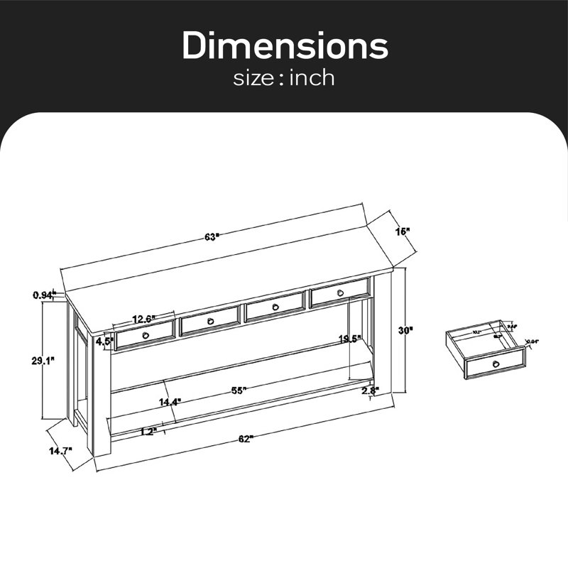 Keirstyn 63'' Console Table, Espresso