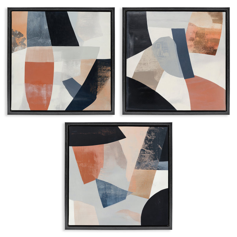 Ensemble de cadres flottants 3 pièces Fragmented Visions Abstracts, design par Mona Grace, H 25 po x l 25 po