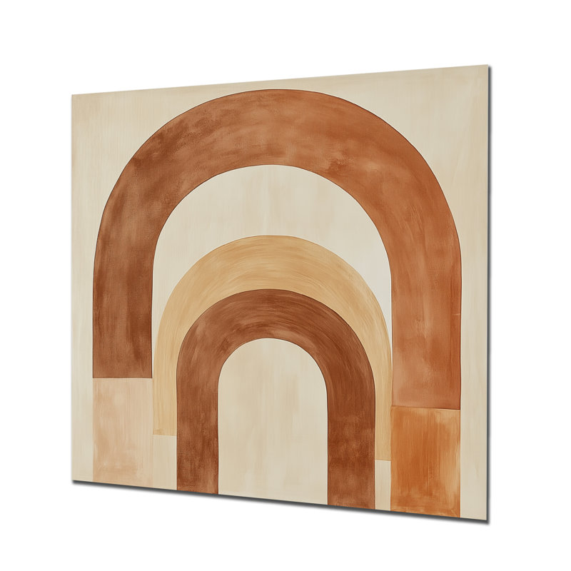 «Neutral Arch Horizon», art mural bohème abstrait, impression sur métal, L 23 po x H 23 po