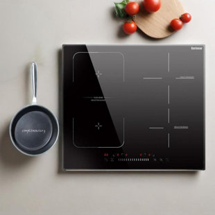 Surface de cuisson à induction Karinear avec marmite, surface de cuisson à induction intégrée de 7400 W avec zone flexible, surfaces de cuisson à 4 brûleurs