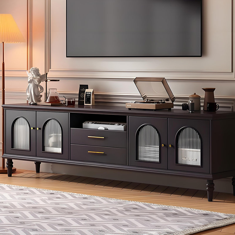Meuble télé de style américain, H 22,8 po x L 78,7 po x l 15,7 po, Noir