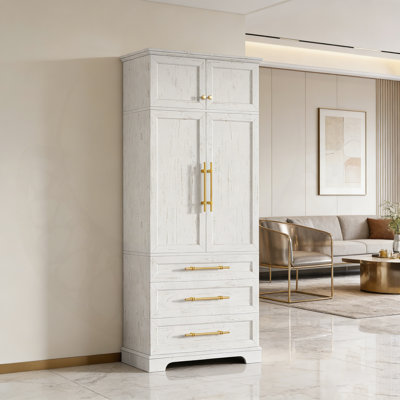 78.2" Tall Farmhouse Kitchen Pantry Cabinet with 8 Door Shelves