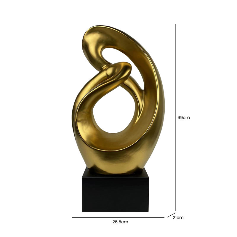 Abstract Sculpture for Tabletop, Modern Figurines Accents Living Room Home Decor, Gold