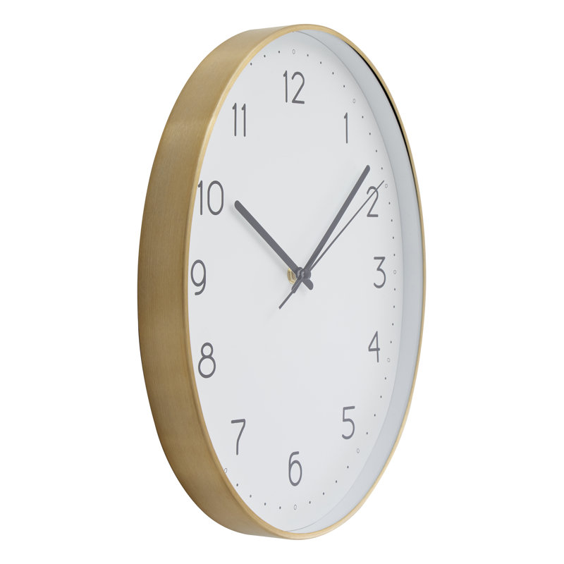 Samson Metal Wall Clock, Gold/White