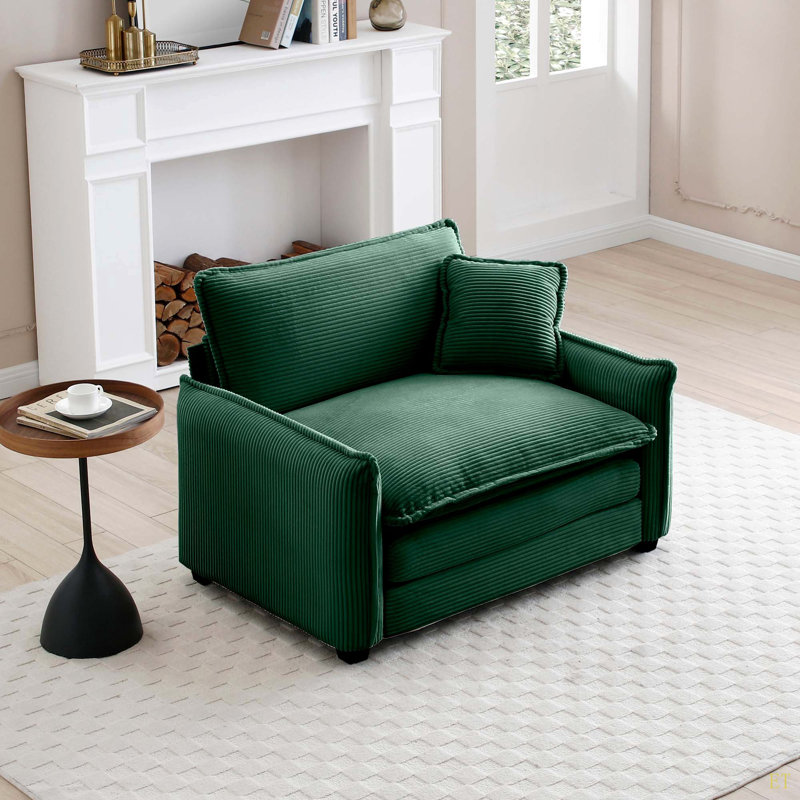 Canapé confortable à assise profonde simple avec un oreiller, adapté au salon et à la chambre à coucher, velours côtelé plusieurs occasions Club