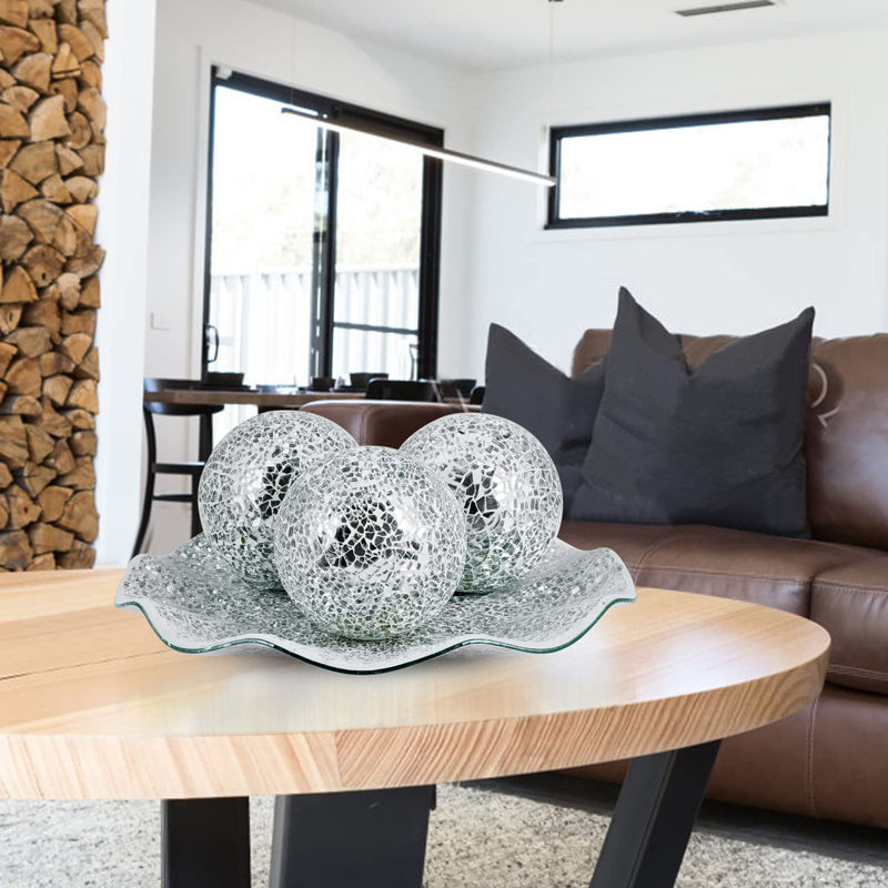 Ensemble de bols et boules de centre de table, Argent argent