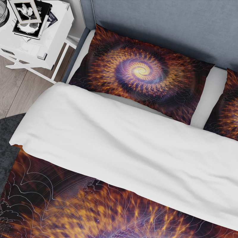 Ensemble de housse de couette moderne Spiral, Housse de couette simple + 1 taie décorative stan