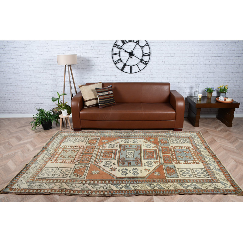 Large Vintage Turkish Anatolian Wool Rug for Bedroom in Bold Brown Shade