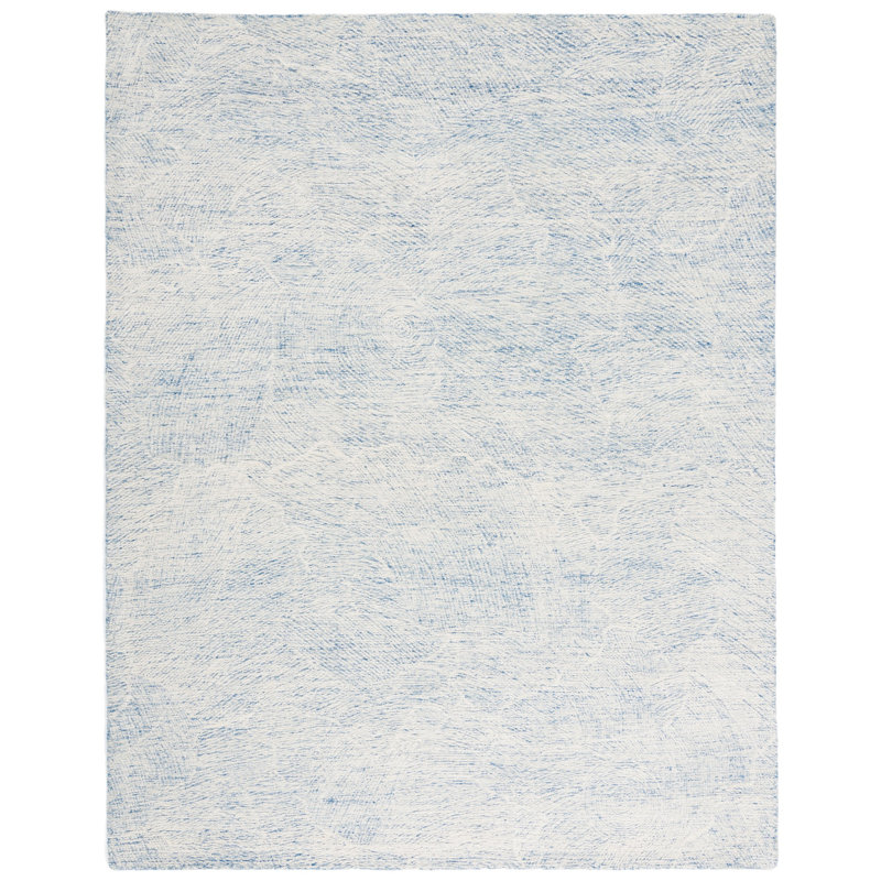 Bouldin Handmade Tufted Wool Blue Area Rug, Rectangle 9' x 12'