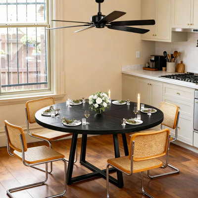 51’’ Round Dining Table For 6-8, Round Kitchen Table With Trestle by Ebern Designs