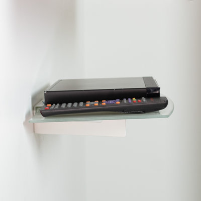 White Tempered Glass Floating Wall Shelf
