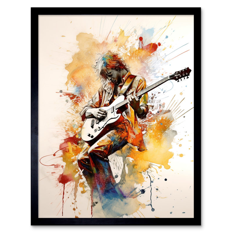 Guitarist Musician Playing Solo On Electric Guitar - Single Picture Frame Print