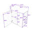 Meuble-lavabo flottant moderne avec lavabo en céramique, porte à motif de vagues et tablettes de rangement Maurice-2082591929