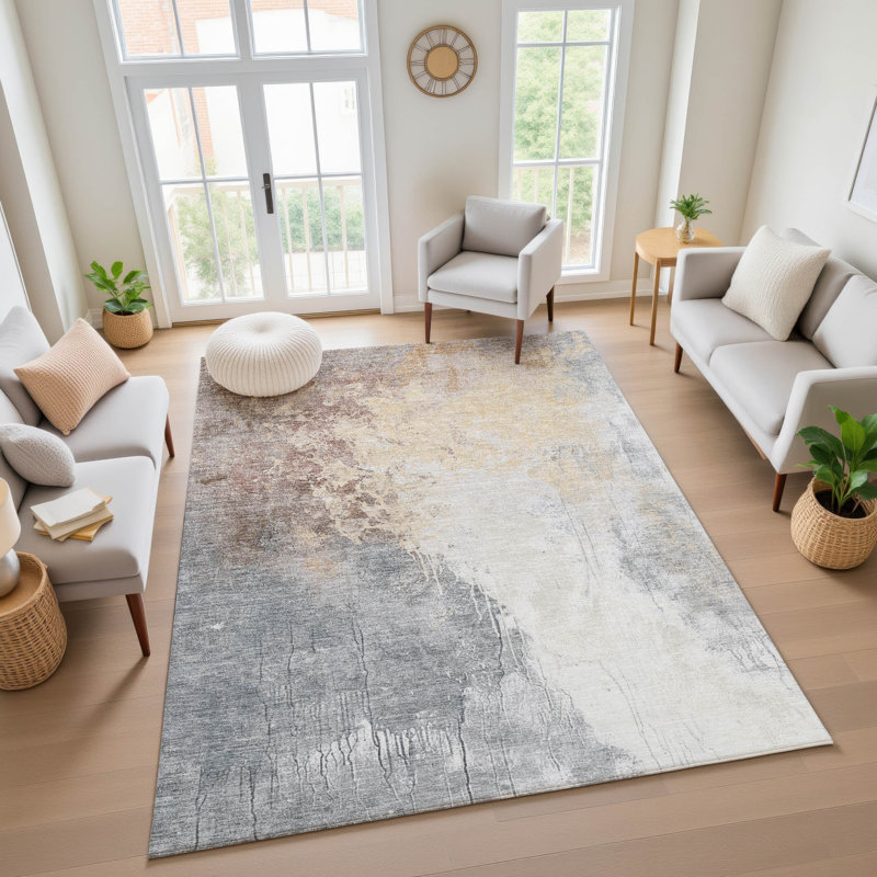 Premium Machine Washable Stallings AMF1842 Abstract Rug, Rectangle 8' x 10'
