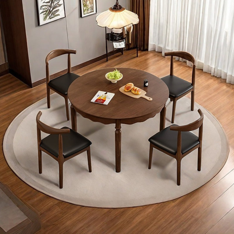 Ensemble de table de salle à manger créative en bois d'hévéa, 5