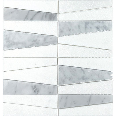 Carreau de mosaïque de marbre et de plancher en marbre trapézoïdal 2,5 po x 6 po