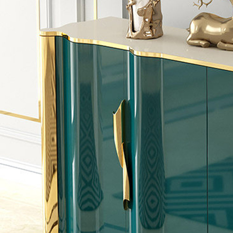 Modern Luxury-Inspired Entry Cabinet, Gold/Dark Green
