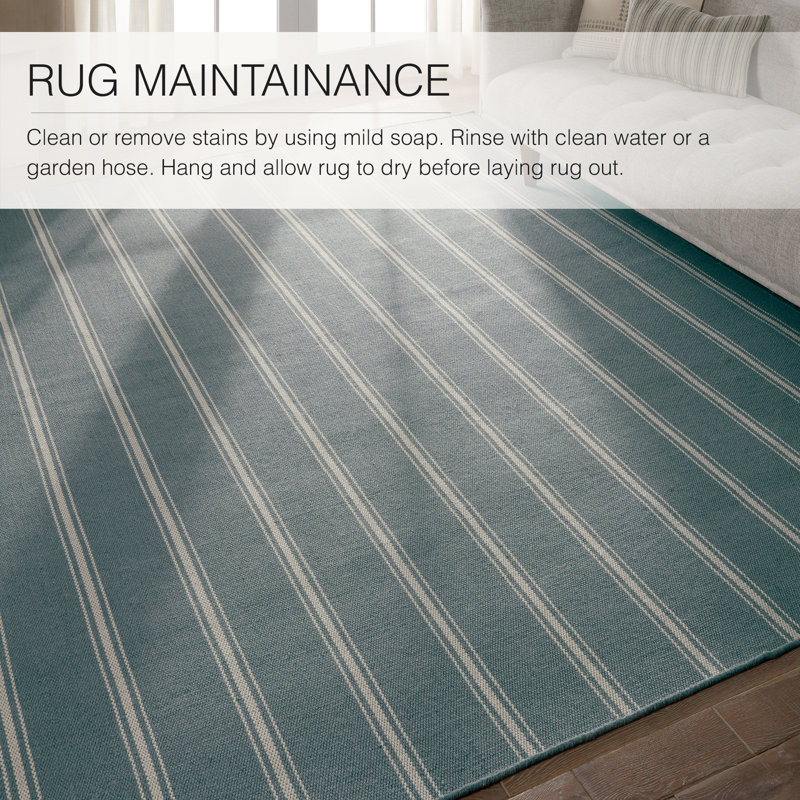 Striped Area Rug in Gray/Beige, Rectangle 6' x 9'
