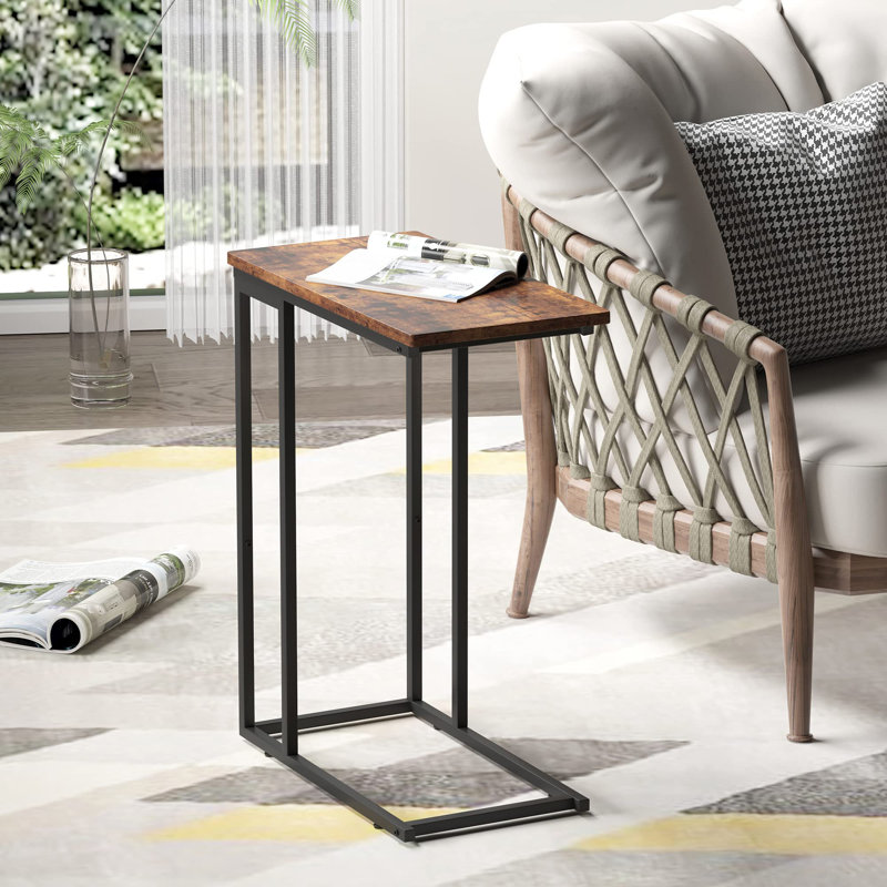 Addora Sofa Side Table C-Shaped End Table, Rustic Brown