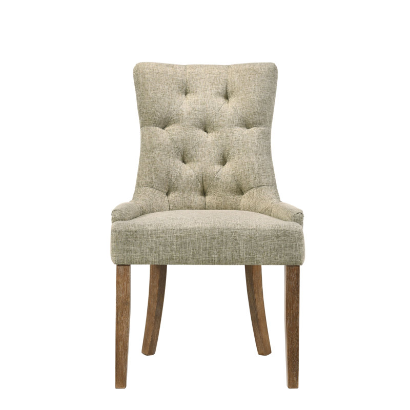 Ensemble de 2 chaises parsons à dossier capitonné beige et chêne récupéré (ensemble de 2), Sable