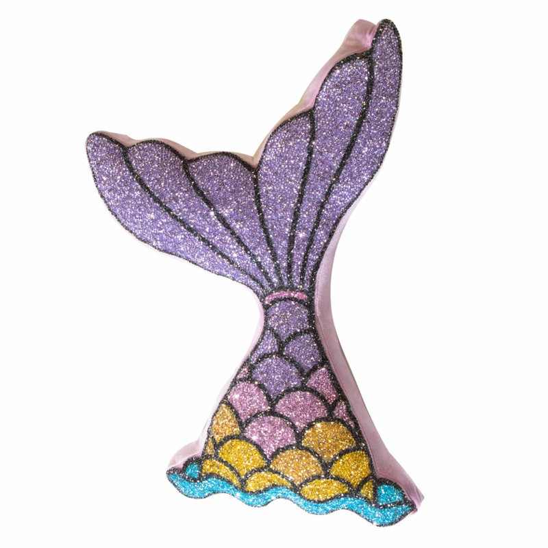 Sparkles Home Luminous Mermaid Tail Throw Pillow | Rhinestones, Velvet Cover, Plush Polyester Filling