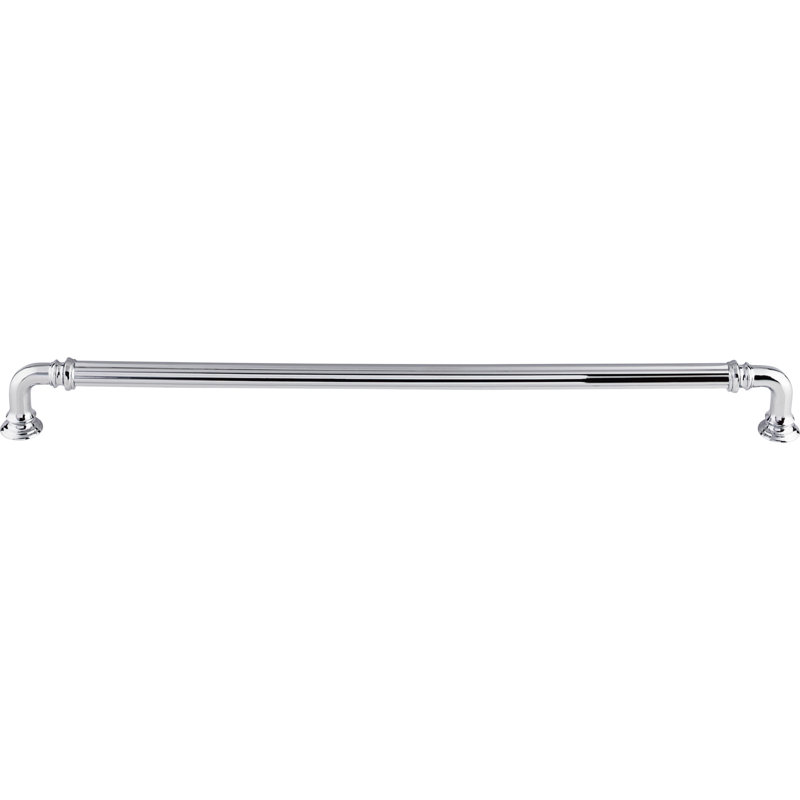 Reeded 12" Center to Center Bar Pull, Polished Chrome, 12" Center to Center