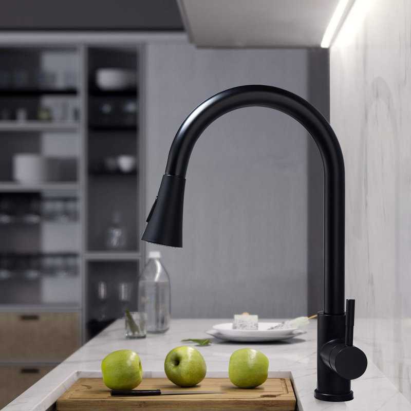 Interbath Pull Down Kitchen Faucet, Matte Black