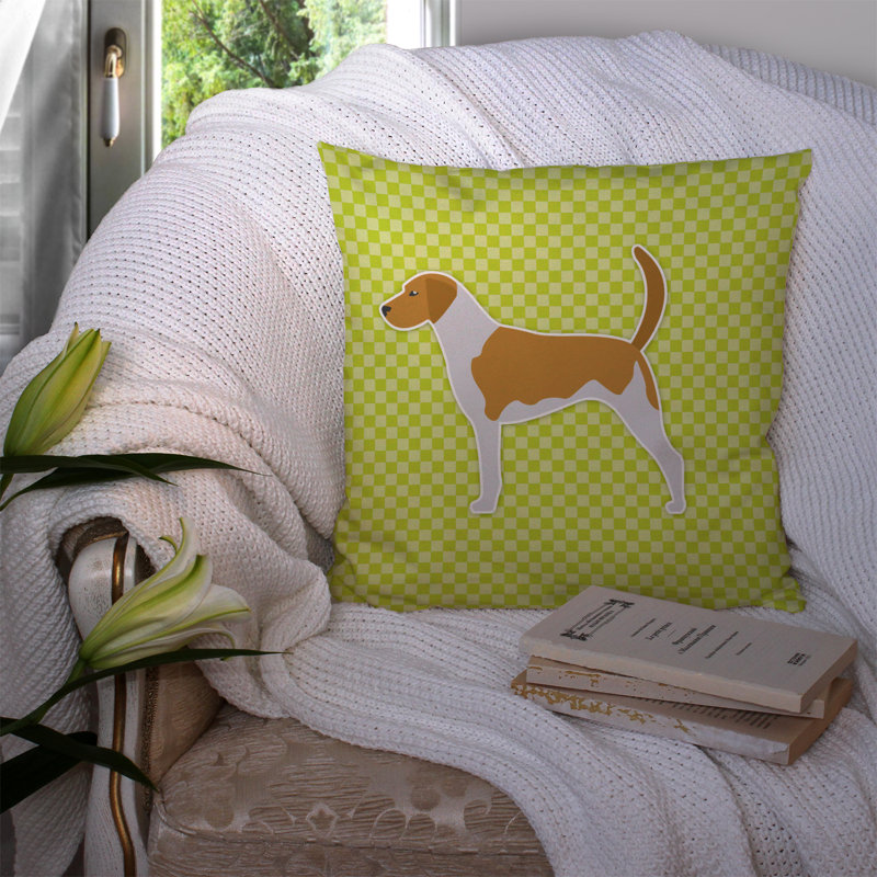 American Foxhound Indoor/Outdoor Throw Pillow, 14" H x 14" W x 3" D, Green