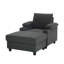 Chaise longue d'intérieur de 37 po de largeur avec dossier inclinable, repose-pieds avec rangement, 2 porte-gobelets et ports USB-633223410