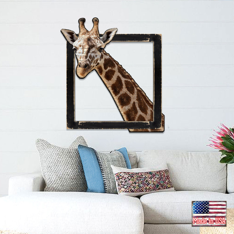 Décoration murale giraffe, H 20 po x l 20 po x P 2 po
