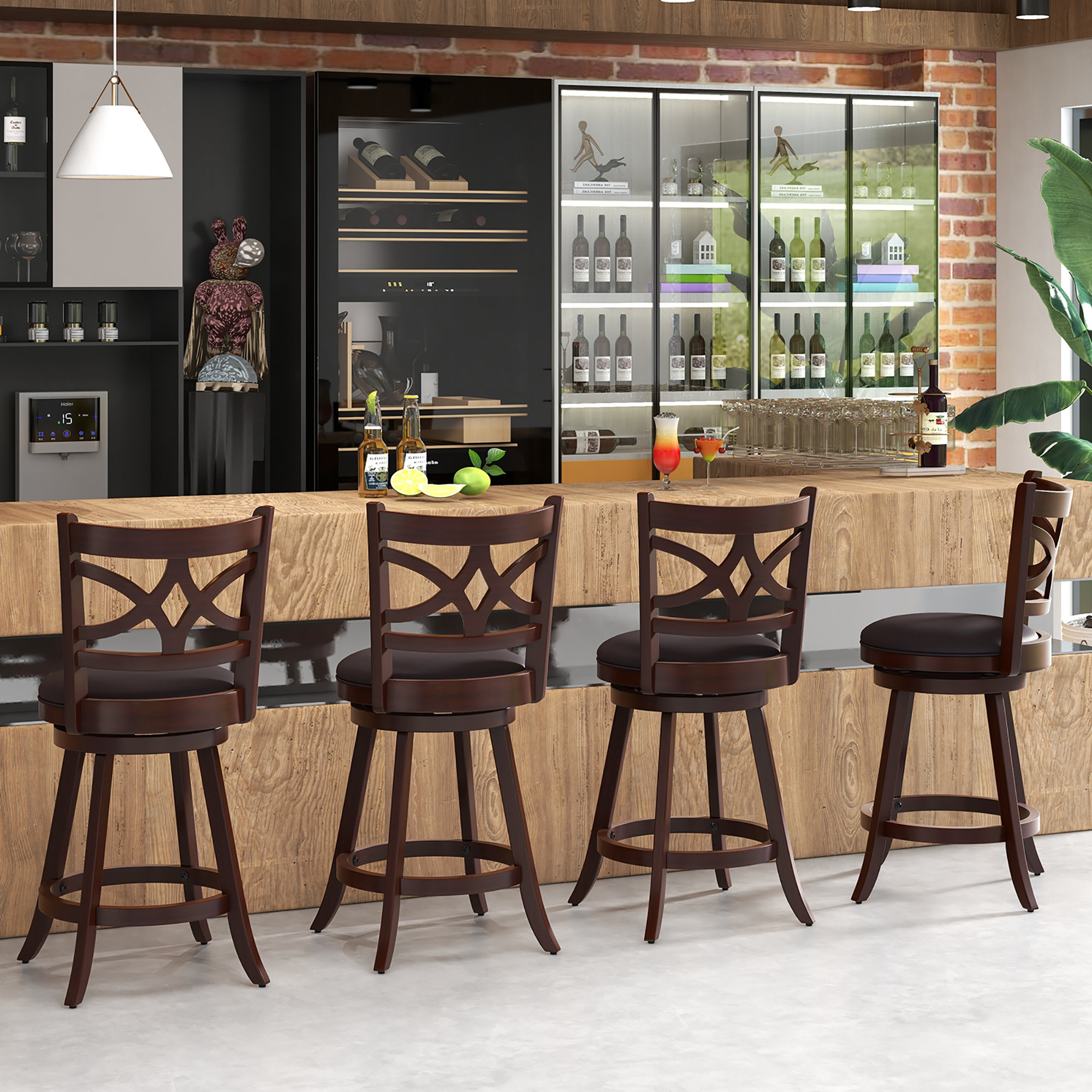 Red Barrel Studio® Bar Stools Set Of 4 24'' Swivel Counter Height Bar ...