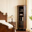 Grande armoire de coin en bois massif 68,11 "de style rétro avec grande porte en verre