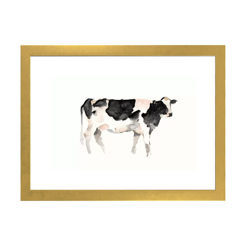 « Farm animal Study II » par Ethan Harper, reproduction d’art, H 24 po x l 32 po x P 1 po, Papier encadré doré, Blanc