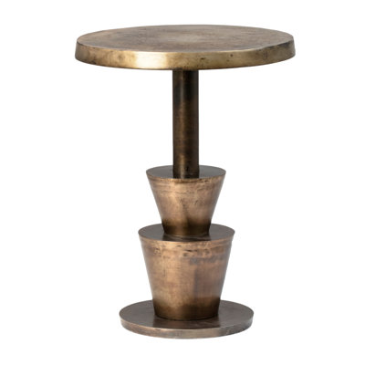 Kenway 18" Round Aluminum Sidetable, Antique Brass