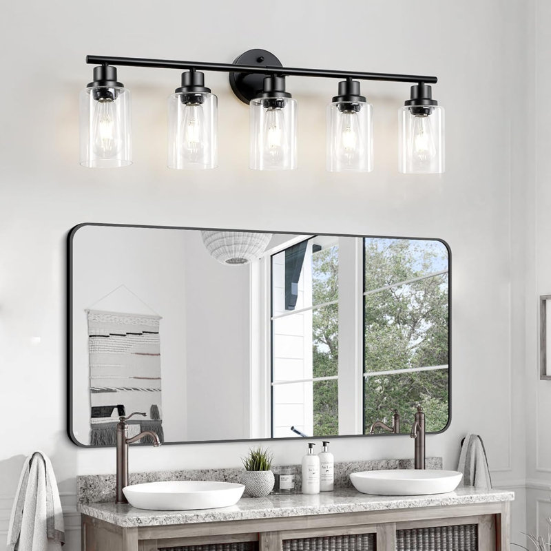 Luminaire de salle de bain moderne à 5 lumières, fixation réversible et base E26 résistante à la chaleur pour des solutions d'éclairage polyvalentes