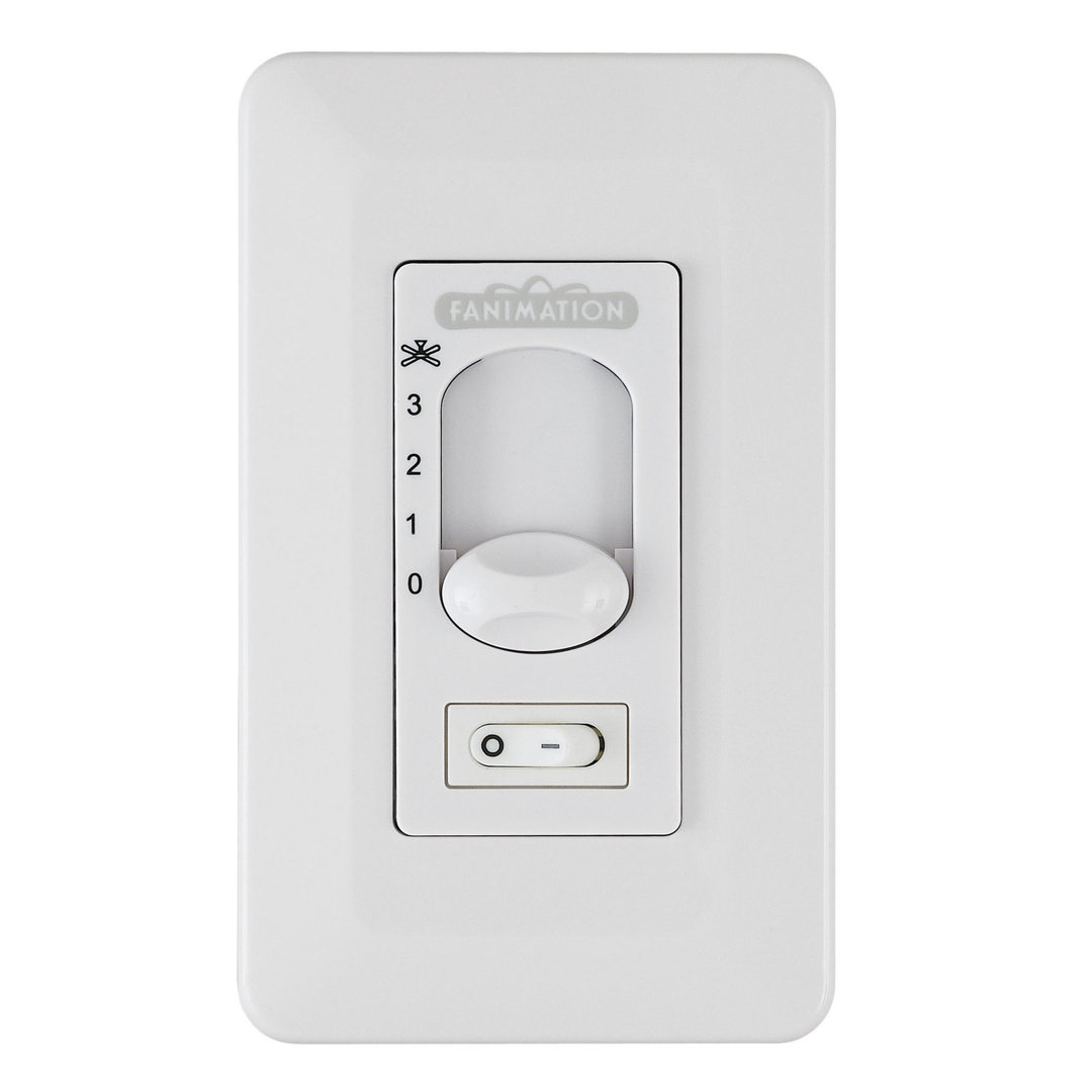Ceiling Fan Wall Control Non Reversing - 3 Speed Fan and Light - On/Off Toggle - White Fanimation