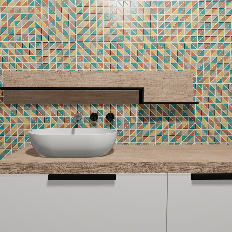 Charm School 2'' W x 2'' L Glass Tile Mosaic Sheet, Spring blend