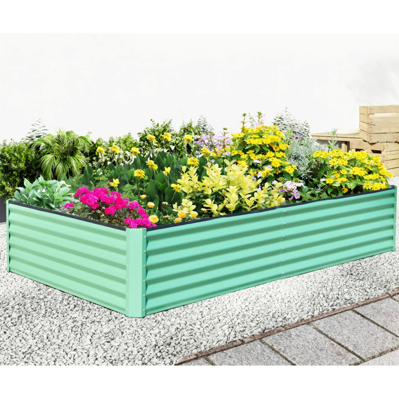 Lit de jardin surélevé galvanisé 8X4X1.5 Ft, Vert