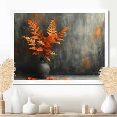 Fougère orange, gris, charme rustique - fougères, art mural