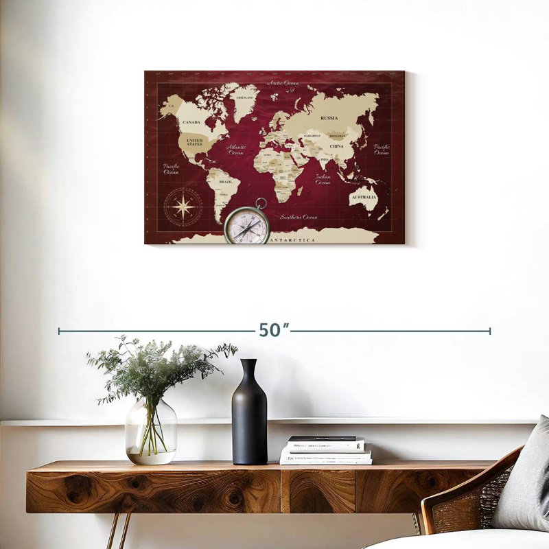 Carte du monde en Alimar, H 20 po x l 30 po