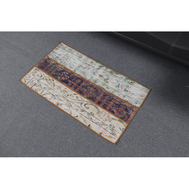 Small Vintage Inspired Turkish Patchwork Rug Perfect For Adding A Pop Of Color In Your Living Room
