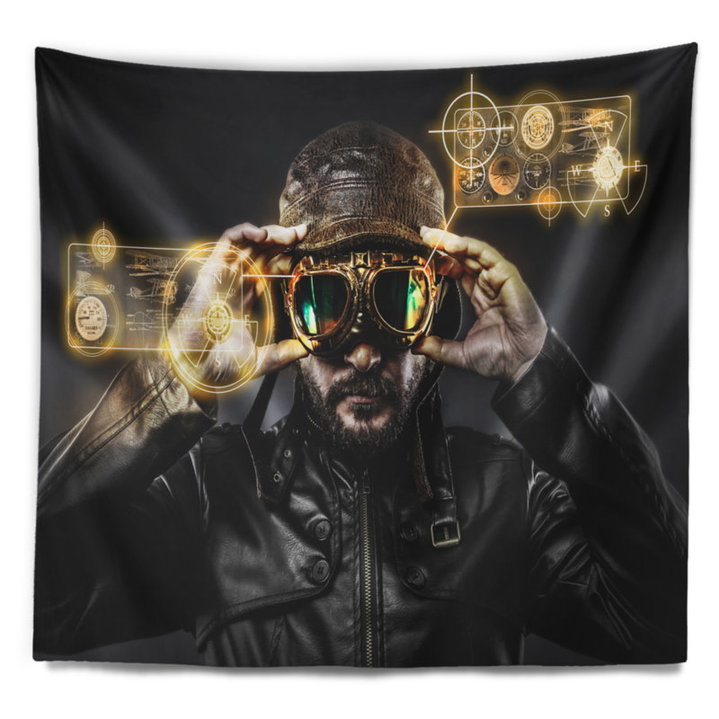 Tapisserie «Corwin» abstraite avec chapeau et lunettes, H 32 po x l 39 po